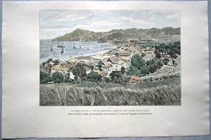 1891 Reclus print KINGSTOWN, SAINT VINCENT, WINDWARD ISLANDS, LESSER ANTILLES - Picture 1 of 1