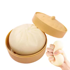 Bun Bao Sensory Fidget Squeeze Toy With Steamer Container Box Stress Ball - Picture 1 of 14