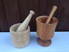Wooden Pestle and Mortar x 2 Wood Crusher Bowl