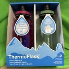 Thermoflask 32Oz Motivational Water Bottle, 2-Pack Hinge Lock Leakproof Spout Li