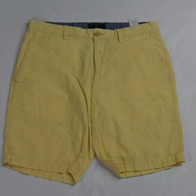 Pantalones Cortos Chinos Banana Republic 31 x 10" Mezcla Lino Amarillo Aiden Foto 1 de 4