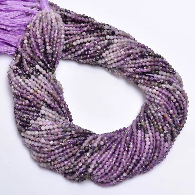 Cuentas facetadas de piedras preciosas de Sugilite natural forma redonda 2,5X2,5 mm filamento 13" EB-408 Foto 1 de 2