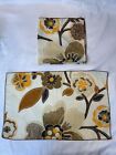 Vintage 70?s Screen Print Fabric 4 Napkins & 4 Placemats Gold Brown Flower Power
