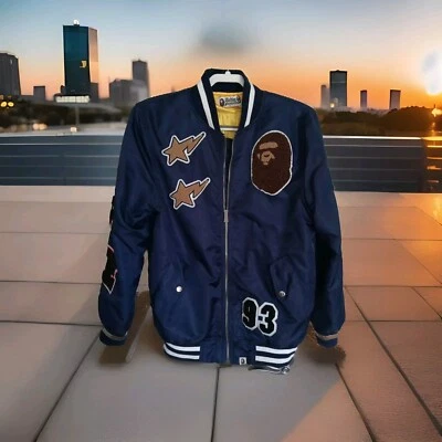 Vintage A Bathing Ape Varsity Jacket  Rare Tan Color Size S Men - Image 1 of 4