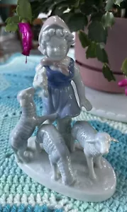 Vintage Porcelain Figurine Gerold Girl & Sheep Bavaria West Germany - Picture 1 of 3