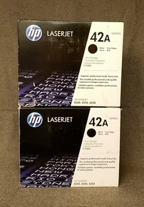 New 2 Genuine HP 42A Q5942A Black Toner Cartridges for LaserJet 4240 4250 4350 - Picture 1 of 5