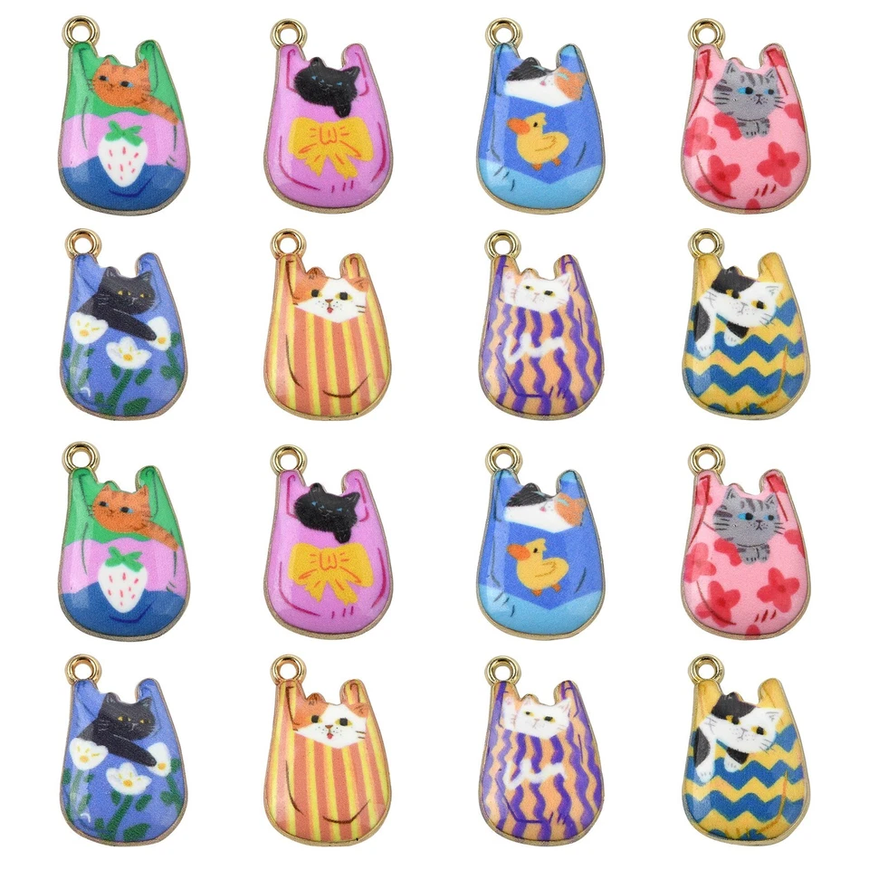 40pcs Enamel Cat Alloy Charm Pendants Kitty Charms Bulk for Jewelry Making - Image 1 of 4
