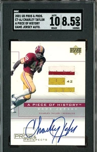 2001 UD Pros & Prospects Charley Taylor HOF GU Jersey SGC 8.5 w/ 10 AUTO - Picture 1 of 2