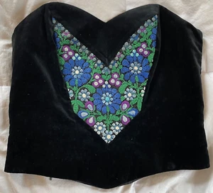 Hampel Katalin Bustier Top Velvet with Embroidery Laced Back Size 42 - Picture 1 of 9