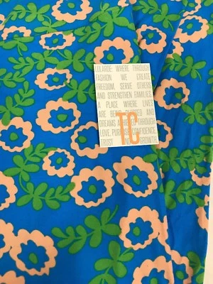 Lularoe TC Tall Curvy Leggings Solid Bright Blue Tan Green Floral HTF 🦄 New — 第 1/4 张图片