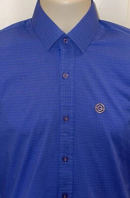 Camisa Salvatore Galliano Para Hombre Azul Real Patrón Geométrico Calce Ajustado L/S Talla S Foto 1 de 3