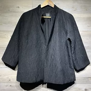 Eileen Fisher Jacke Gr. M Seide gesteppt schwarz gefüttert 3/4 Arm vorne offen - Bild 1 von 10