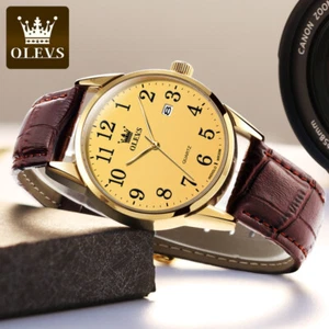 Orologi da polso OLEVS donna uomo moda cinturino pelle impermeabile data quarzo - Foto 1 di 20