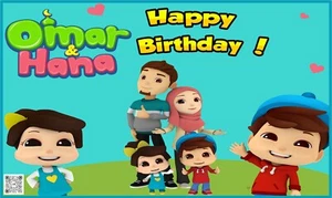 Omar And Hana YouTube Stars Vinyl Hanging Birthday Backdrop, Design 1. - Picture 1 of 8