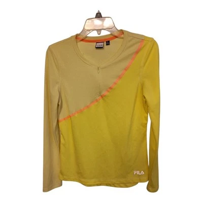 Camisa de Correr Fila Sport Performance Manga Larga Cuello Redondo Amarilla Talla Pequeña  Foto 1 de 4