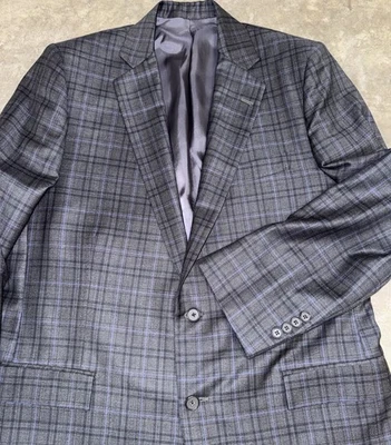 Brooks Brothers Blazer 夹克男式 40 Regent Fit Reda 意大利羊毛灰色窗玻璃 — 第 1/4 张图片