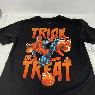 Футболка Marvel для мальчиков размер Spiderman Trick or Treat Flaming Pumpkins оранжевая НОВАЯ - Изображение 1 из 4