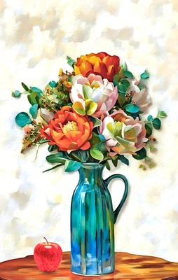 Artist Trading Card 2.5 x 3.5 ACEO Fall Bouquet Print of Digital Painting - Image 1 of 3