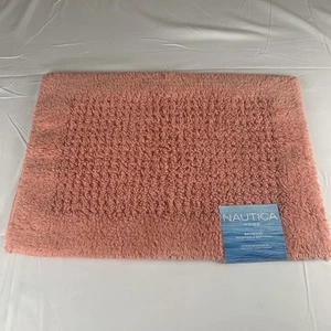 Nautica Home Baywood Reversible Bath Rug~17x24~100% Cotton~Coral Color~Soft~NWT - Picture 1 of 9