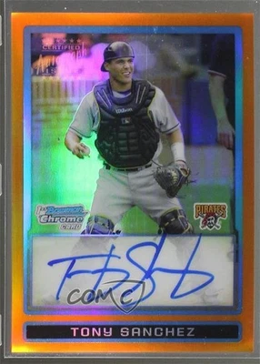 2009 Bowman Draft Prospects Chrome Orange Refractor /25 Tony Sanchez Auto - Image 1 of 2