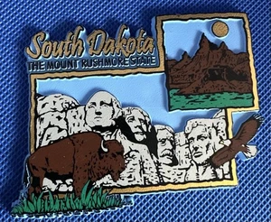 SOUTH DAKOTA THE MOUNT RUSHMORE STATE (BUFFALO & EAGLE) Magnet SOUVENIR - Picture 1 of 3