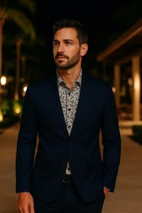 Express Men's Navy Blue Stretch Blazer Jacket | Size 42R | Extra Slim Fit - Picture 1 of 9