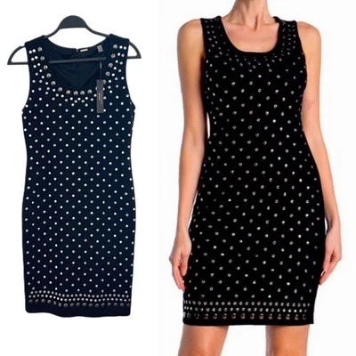 $148 NWT New Tahari Black Casual Business Dress Silver Studs 6 S - Image 1 of 4