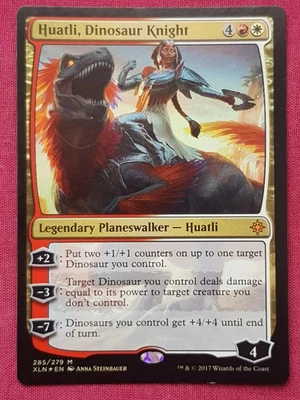 Magic The Gathering IXALAN FOIL HUATLI DINOSAUR KNIGHT red/white card MTG - Image 1 of 2