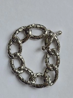 Brazalete John Hardy Kali Plata Esterlina Punto Guijarro Eslabón Plano Palanca-Talla 7.25" Foto 1 de 4