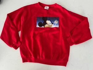 Mickey Mouse Sweatshirt Kids Size Large 10 / 12 Vintage 90s Disney Store Red - Picture 1 of 4