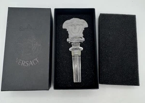 Versace Medusa Rosenthal Frosted Clear Lead Crystal Wine Stopper New OriginalBox - Picture 1 of 2