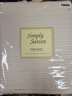 Simply Sateen Quilted Ivory Solid Twin Size Quilt NEW in Bag - Image 1 of 4