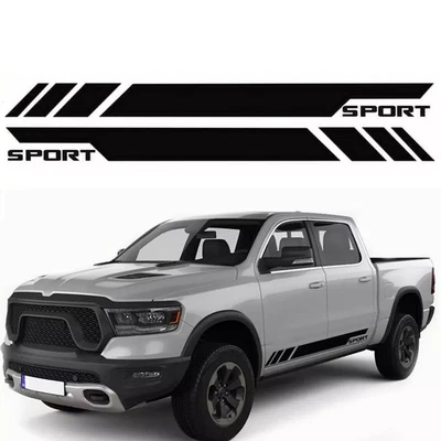 2x Embellecedor de calcomanía de puerta lateral de vinilo negro brillante deportivo para Dodge RAM 1500 2500 3500 Foto 1 de 4