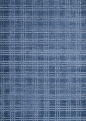 Tapis Tissé À La Main 170x240 BLEU Brillant En Laine Plat Salon SH116 - Photo 1/4
