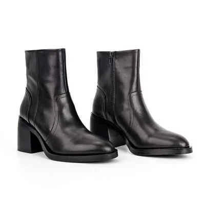Steve Madden Phillie Botas Cuero Negro Tacón Bloque Para Mujer Talla 6.5 NUEVAS Foto 1 de 4