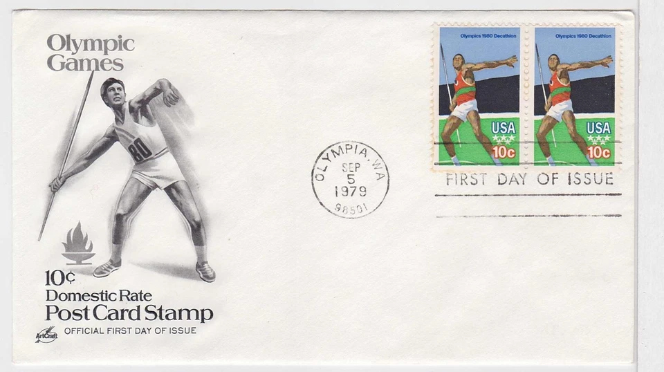 TurtlesTradingPost- Olympic Decathlon- 1979 FDC #1790 Artcraft Variety Cachet - Image 1 of 1