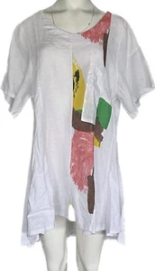 Flax linen Transparente Tunic white Lagenlook Women Top Size 1 (SM) Italy - Picture 1 of 12