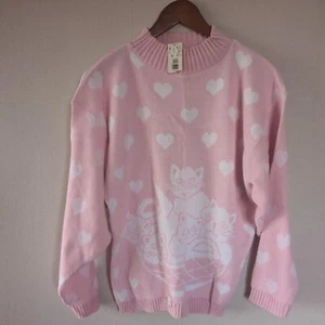 Vintage 80er Katzenpullover Gr. M Pastell Baby Rosa Kawaii Retro Strickpullover Kpop - Bild 1 von 13
