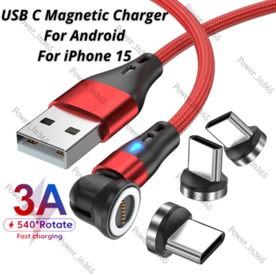Cable de carga rápida tipo C magnético giratorio 540° para iPhone 15 16 Pro Max Foto 1 de 4