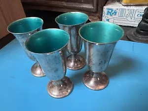 TOWLE STERLING SILVER #024 Enameled SHOT GLASs, Cup, Lot Of 4 - Picture 1 of 3