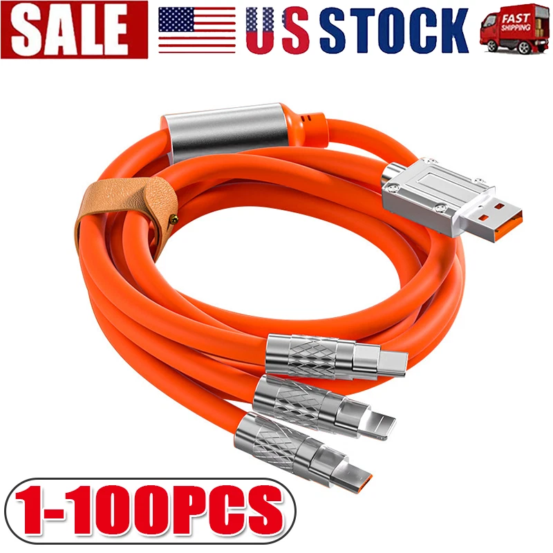 3 in 1 Fast Charging Cable Cell Phone Charger Cord For iPhone Type C Micro LOT - Image 1 of 4