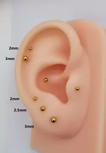 20G/18G/16G Titanium Ball Stud Push Pin Labret, Threadless Flat Back Earrings - Picture 1 of 15