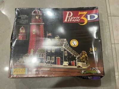 Puzz 3D Seaside Lighthouse Charles Wysocki With Blinking Light 349 Pieces - Image 1 of 4