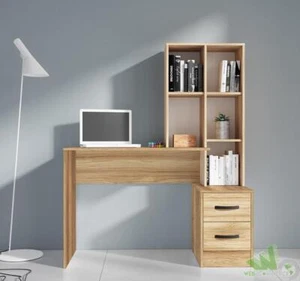 SCRIVANIA CON SCAFFALE LIBRERIA CASSETTIERA ROVERE BARRIQUE 117X50X143 CM - Foto 1 di 2