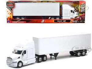 PETERBILT 387 TRUCK W/ DRY GOODS TRAILER WHITE 1/32 DIECAST BY NEW RAY 12343 G - Picture 1 of 1
