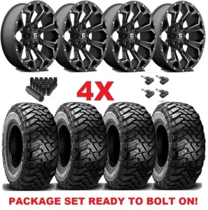 BLACK MILLED FUEL ASSAULT WHEEL TIRE PACKAGE SET 33 12.50 20 MUD TERRAIN F-150 - Picture 1 of 18