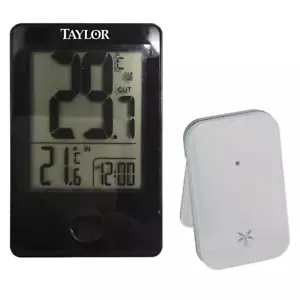 Taylor Wireless Digital Indoor Outdoor Thermometer, Black, LCD - Picture 1 of 8