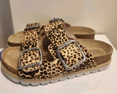 Sandálias J/Slides "Leighton" estampa de leopardo bezerro fivela dupla tamanho 6 MSRP $169 - Imagem 1 de 4