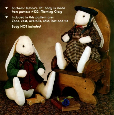 Bachelor Button's Wardrobe Vintage Pattern Rabbit Bunny Clothing Vest Shirt Tie - Image 1 of 2