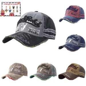 Men Distressed Baseball Cap Vintage Trucker Hats Unisex Retro Classic Sports Hat - Picture 1 of 23